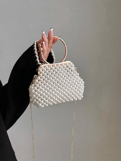 Bolso monedero perlas tejido