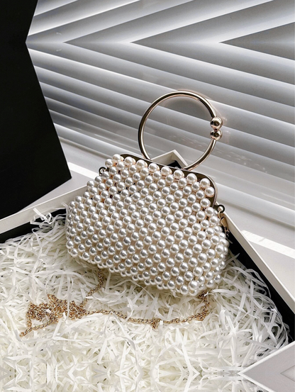 Bolso monedero perlas tejido