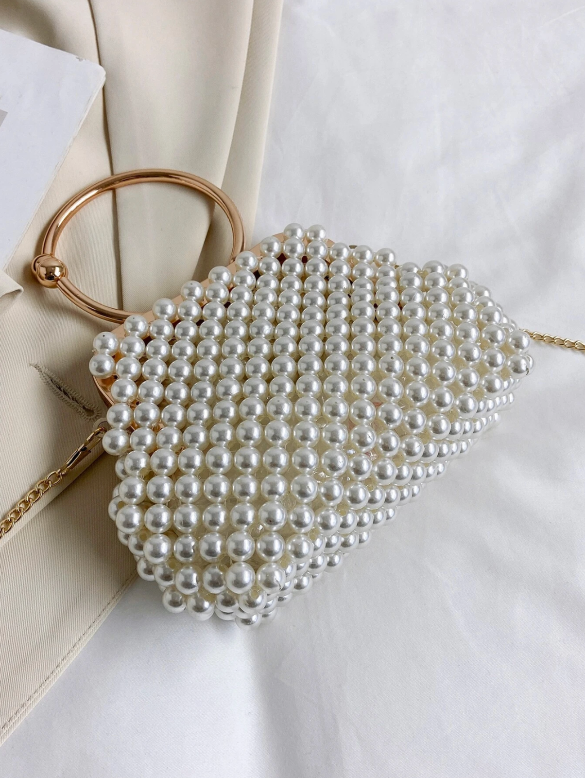 Bolso monedero perlas tejido