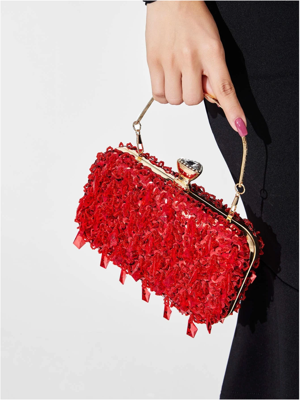 Bolso clutch bordado pedrería