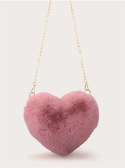 Bolso pelo corazón rosa