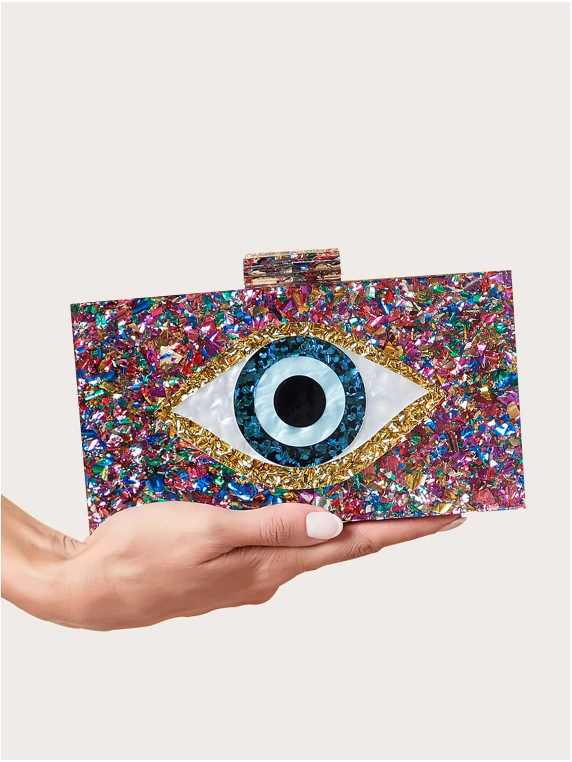 Bolso clutch ojo protector multicolor