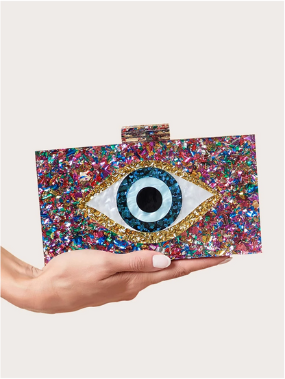 Bolso clutch ojo protector multicolor