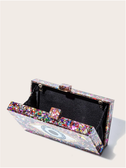 Bolso clutch ojo protector multicolor