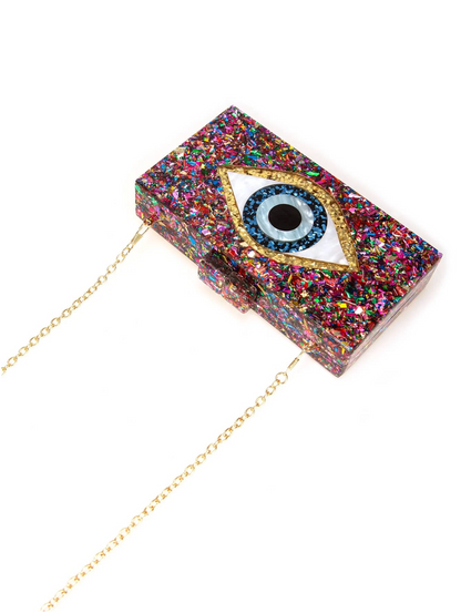 Bolso clutch ojo protector multicolor