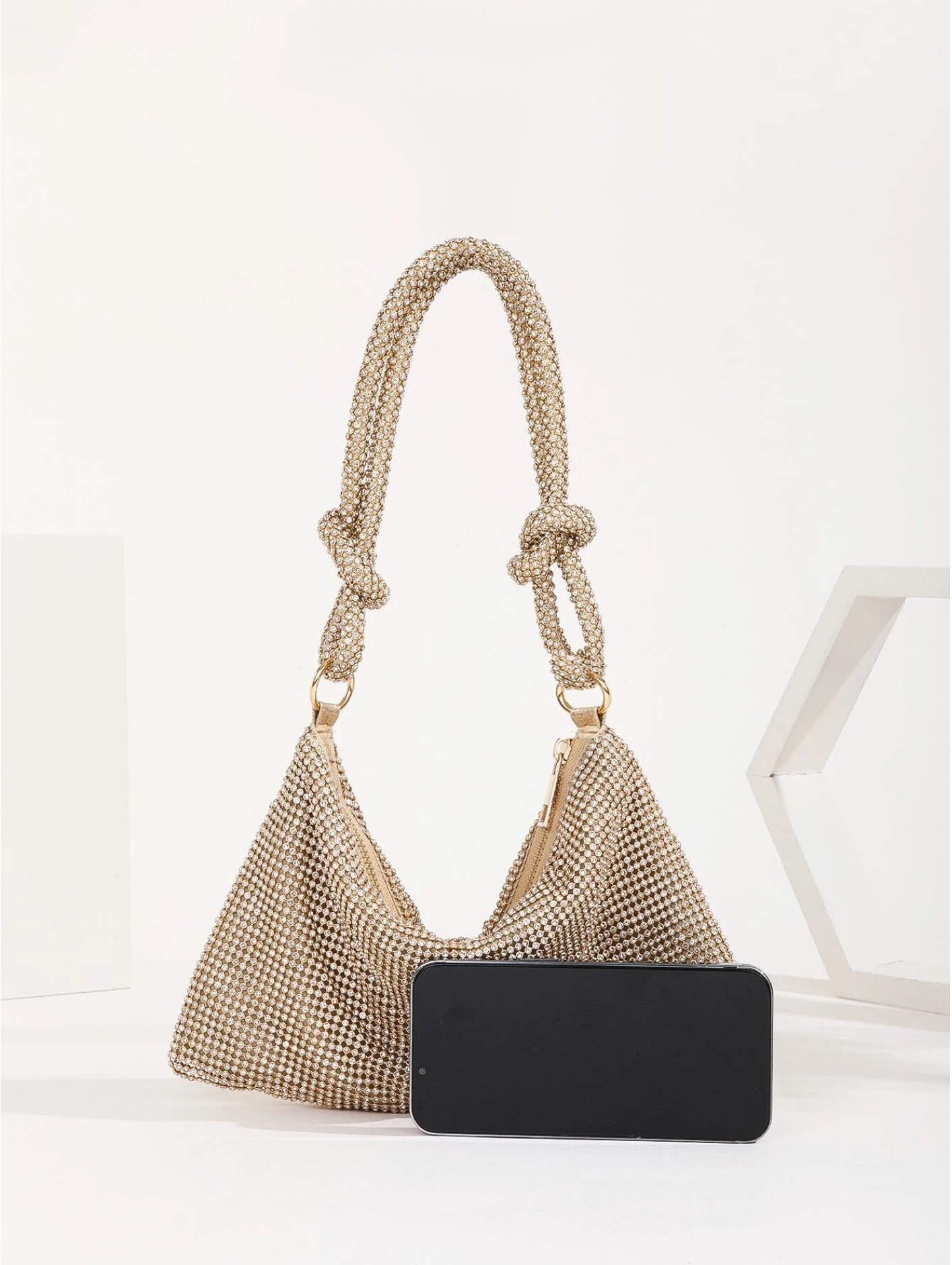 Bolso diamantes nudo