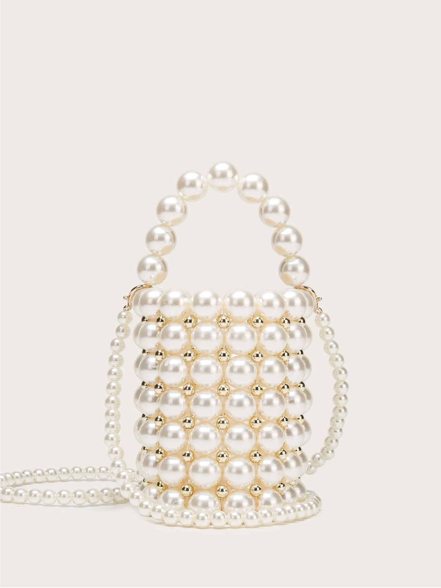 Bolso cubo perlas tejido