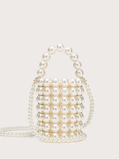 Bolso cubo perlas tejido