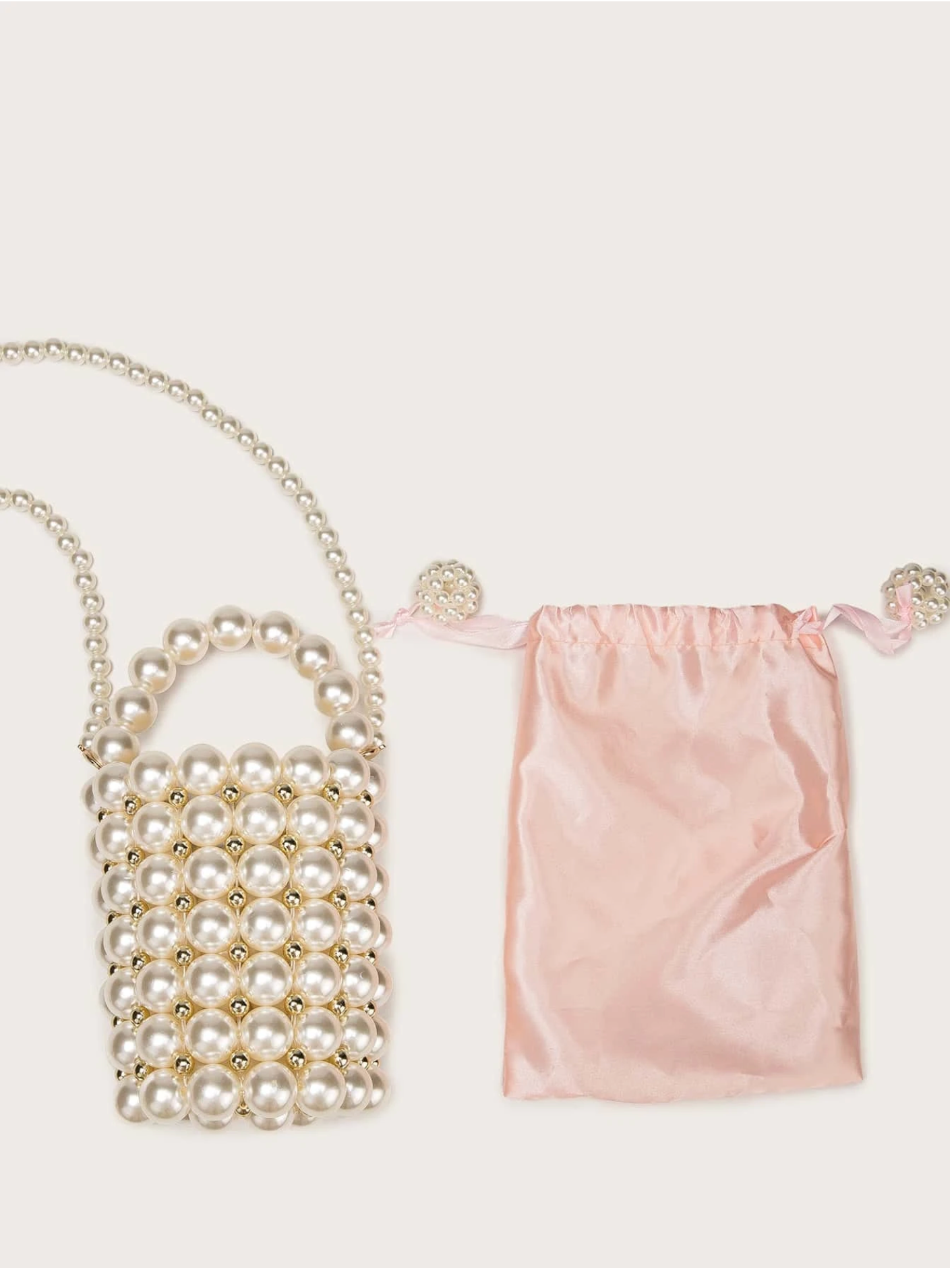 Bolso cubo perlas tejido