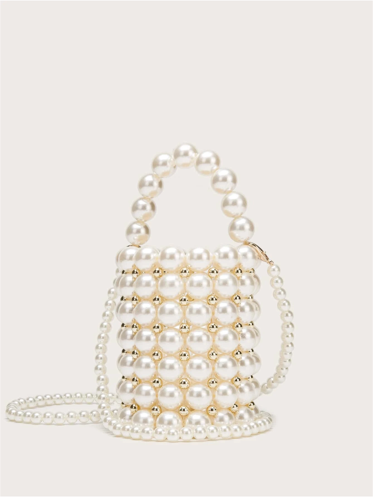 Bolso cubo perlas tejido