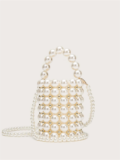 Bolso cubo perlas tejido