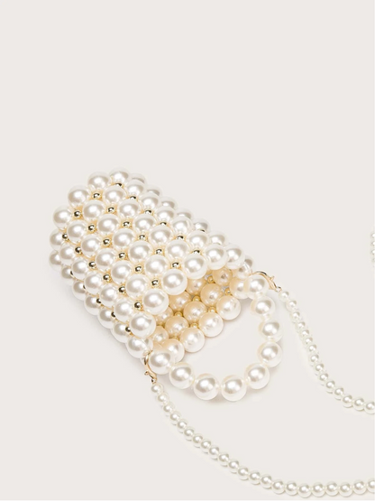 Bolso cubo perlas tejido