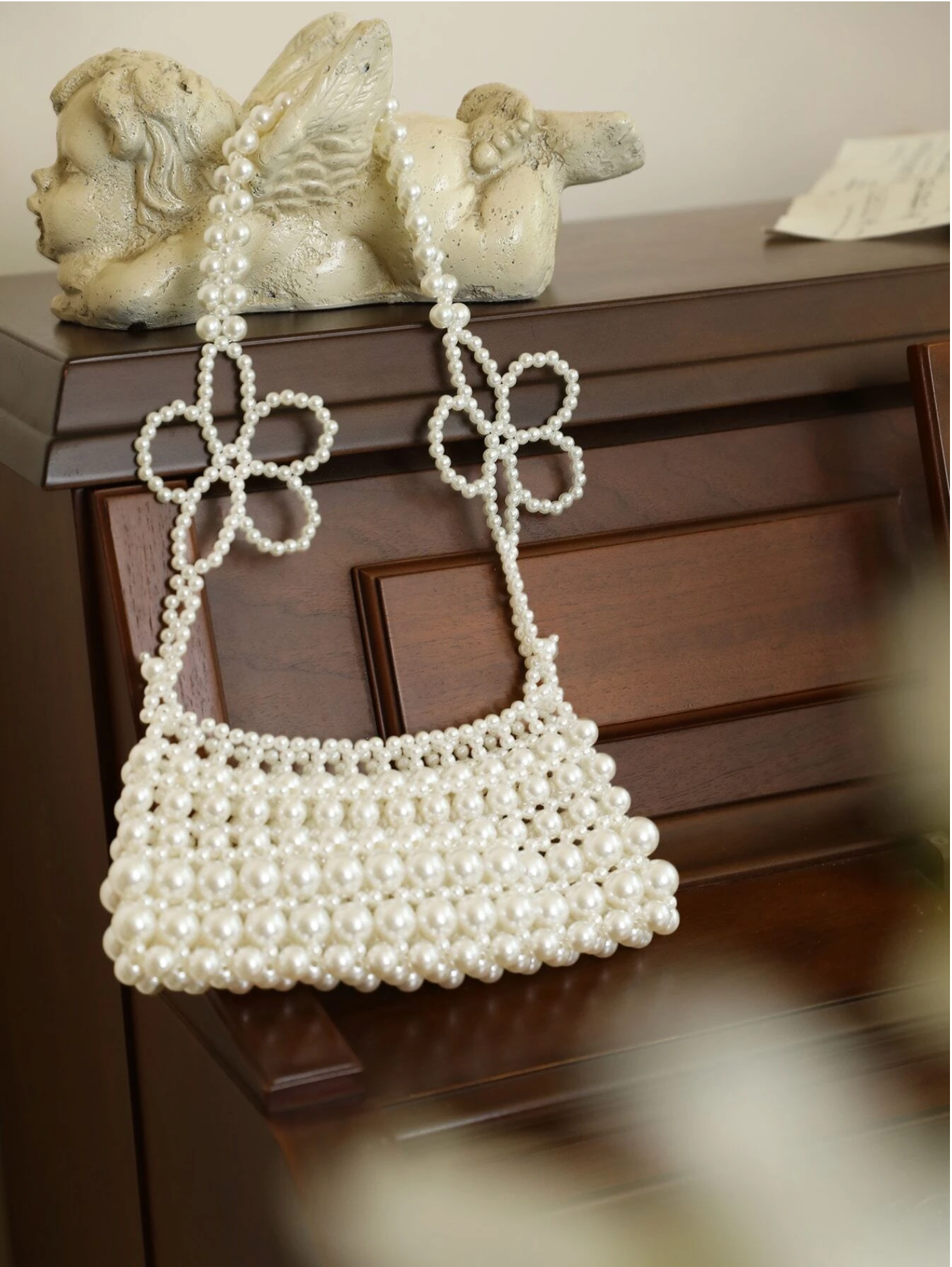 Bolso perlas flores