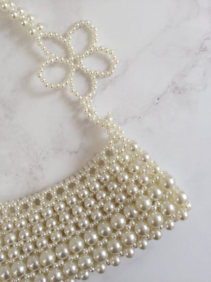 Bolso perlas flores