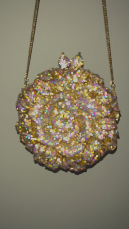 Bolso clutch rosa diamantes