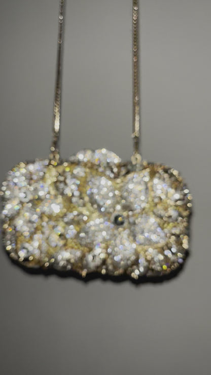 Bolso clutch cartera flores diamantes
