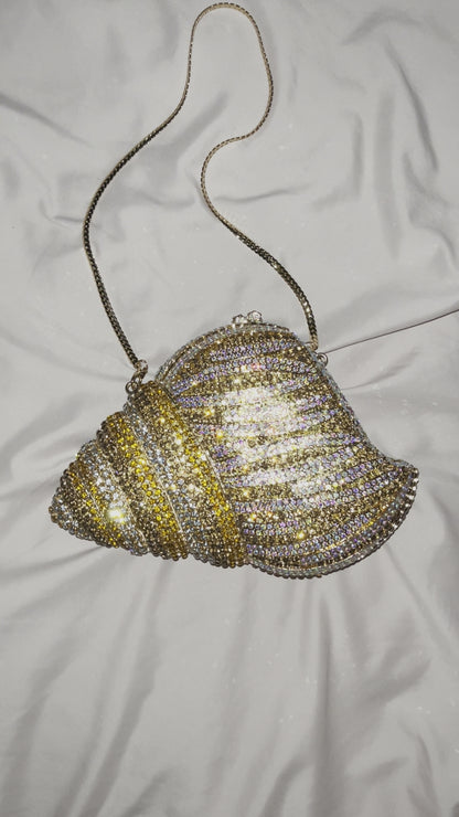 Bolso clutch caracol diamantes
