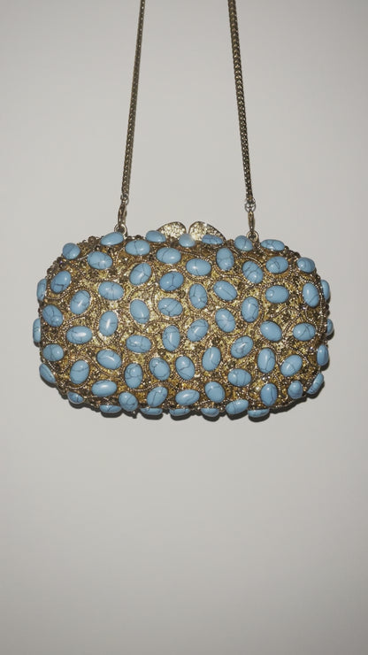 Bolso clutch cartera turquesa