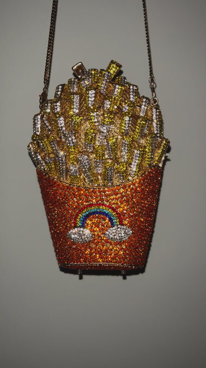 Bolso clutch papas fritas diamantes