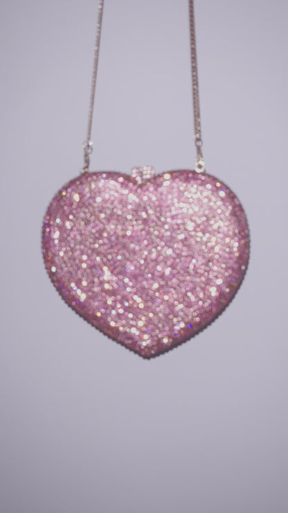 Bolso clutch corazón diamantes
