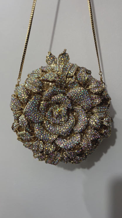 Bolso clutch rosa diamantes