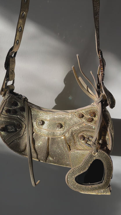 Bolso diamantes ajustable dorado