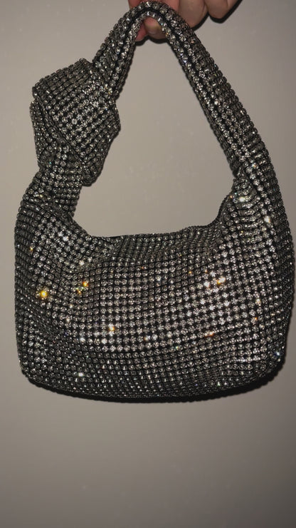 Bolso diamantes incrustados nudo